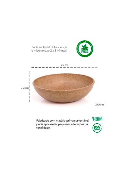 Tigela Cumbuca Saladeira Pote Bowl ECO Bege 2,4L