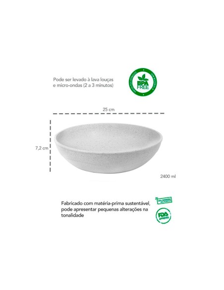 Tigela Cumbuca Saladeira Pote ECO Bege Marfim 2,4L