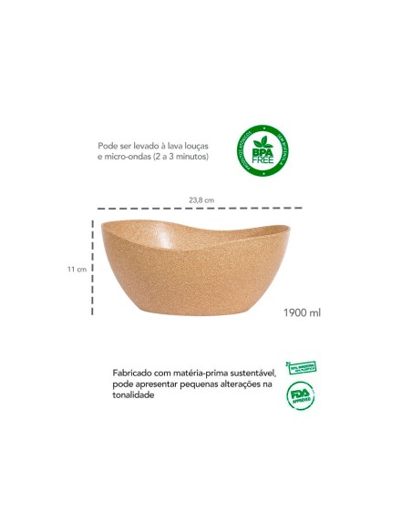 Tigela Funda Saladeira Pote Bowl Balde Gelo ECO Bege 1,9L