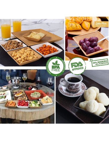 Tigela Rasa Quadrada Marrom Imbuia Mini...