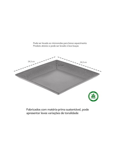 Tigela Rasa Quadrada Petisqueira Bege Marfim ECO