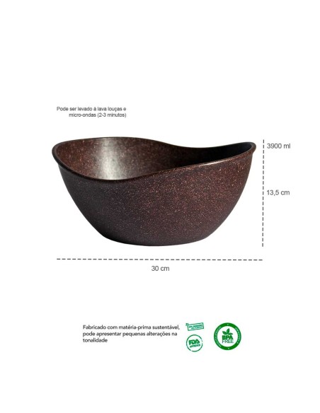 Tigela Funda Saladeira Pipoca Balde Gelo Marrom ECO 3,9L