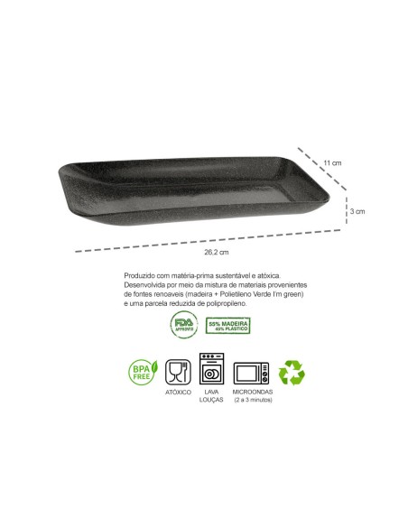 Travessa Retangular Petisqueira Bandeja Descanso Talher BPA Free