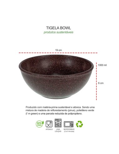 Tigela Bowl Cumbuca Salada Açai Sopa Marrom BPA...