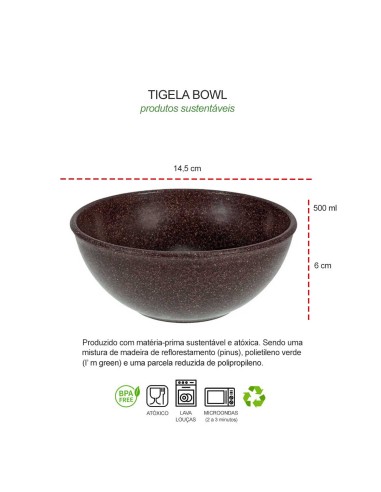 Tigela Bowl Cumbuca Salada Açai Sopa Marrom BPA...