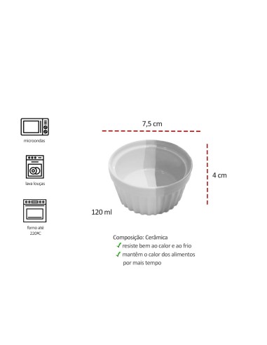 Tigela Ceramica Mini Ramekin Bowl Forno 120ml...