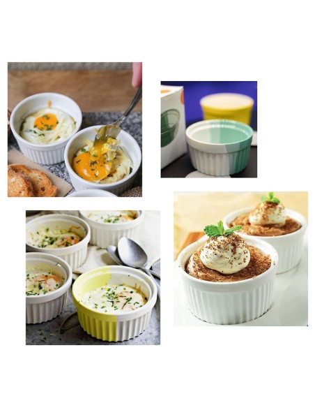 Tigela Ceramica Mini Ramekin Bowl Forno 120ml Colorida 6un