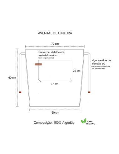 Avental de Cintura Bege Nude Caqui Cafeteria...