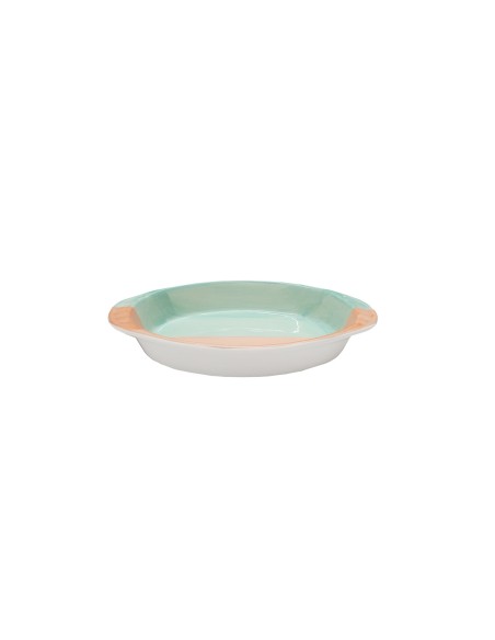 Travessa Porcelana Tigela Oval Pequena Verde Laranja