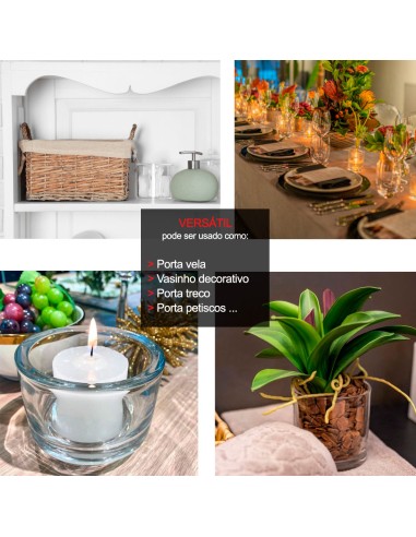 Pote de Vidro Porta Vela Suporte Vaso Mini...