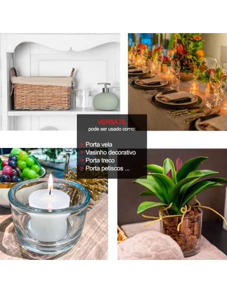 Pote de Vidro Porta Vela Suporte Vaso Mini Borda Grossa