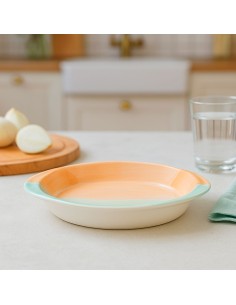 Travessa Porcelana Tigela Oval Pequena Verde Laranja 2