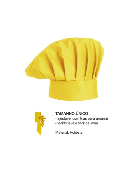 Chapeu de Cozinheiro Amarelo Chef Touca Unissex Ajustavel