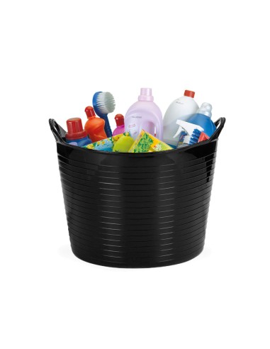 Balde Flexivel Cesto Preto Organizador Roupas Brinquedos 30L