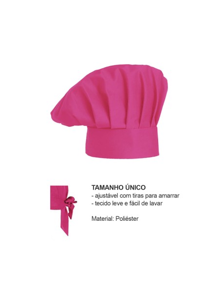 Chapeu de Cozinheiro Rosa Pink Chef Touca Unissex Ajustavel