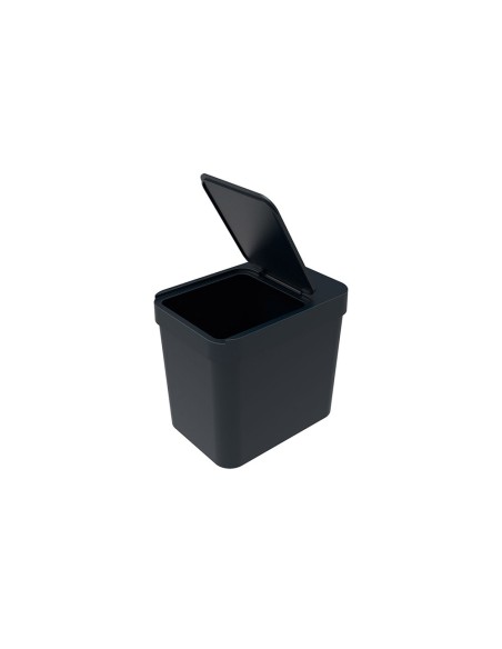 Lixeira Preta Compartimento Porta Sacos e Tampa Open Stop 5L