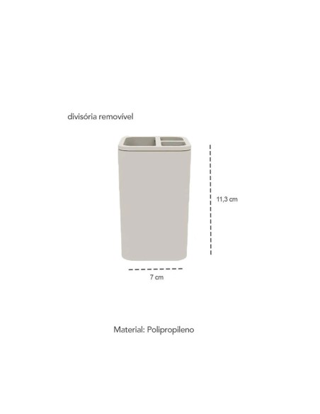 Porta Escova Dentes Caneta Acessorio Banheiro Bege Gelo