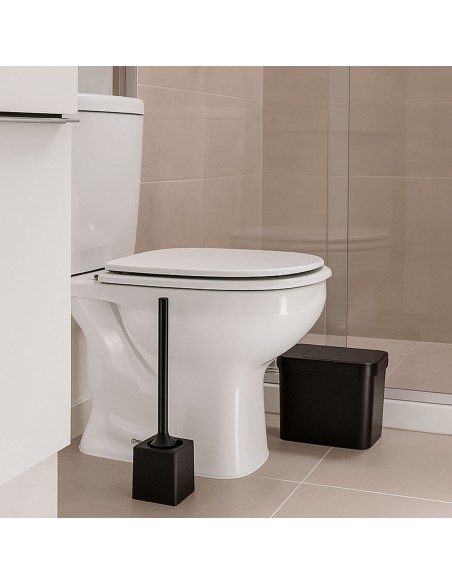 Lixeira Preta Compartimento Porta Sacos e Tampa Open Stop 5L