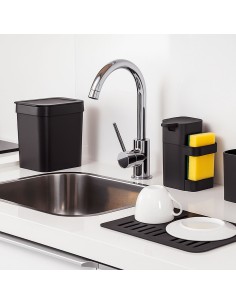 Lixeira Preta Compartimento Porta Sacos e Tampa Open Stop 5L 2