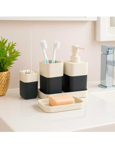 Porta Sabonete Liquido Dispenser Alcool Preto Bege 2