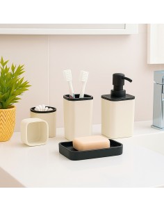 Porta Sabonete Liquido Dispenser Alcool Bege Preto 2