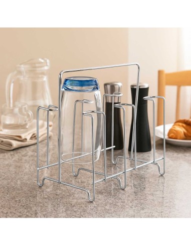 Suporte para 6 Copos Escorredor de Aço Cromado