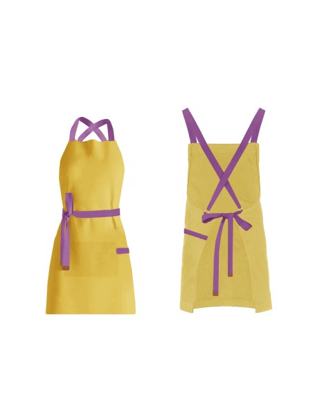 Avental Amarelo Roxo Alça Cruzada Restaurante Bar Cafeteria