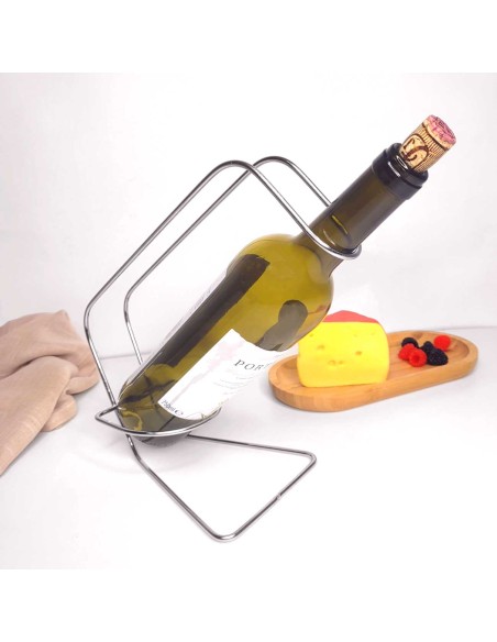 Porta Garrafa Vinho Alça Servir Suporte de Mesa Metal