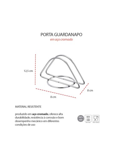 Porta Guardanapo de Mesa Aço Cromado Bar...