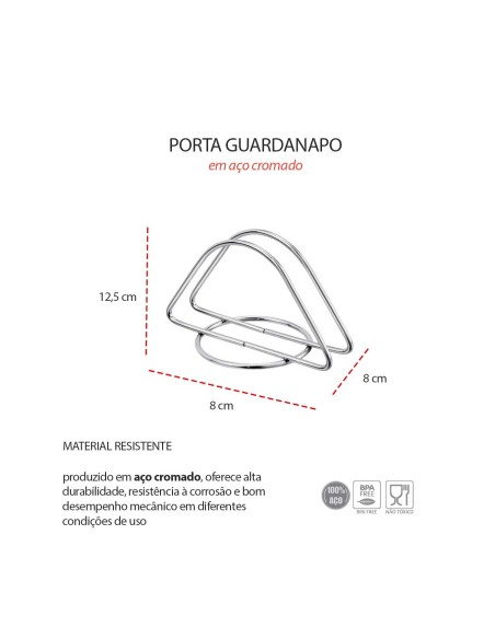 Porta Guardanapo de Mesa Aço Cromado Bar Restaurante