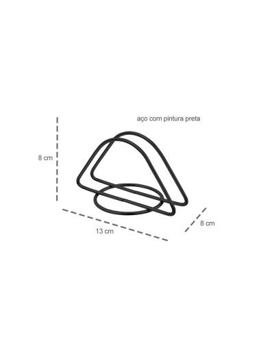 Porta Guardanapos de Mesa Preto Aço Moderno Bar...