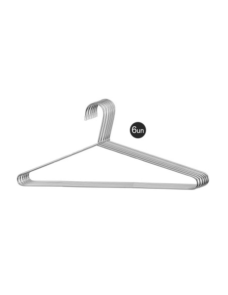 Cabide Aço Cromado Lavanderia Loja Roupa Resistente 6un
