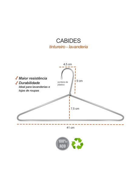 Cabide Aço Cromado Lavanderia Loja Roupa Resistente 6un