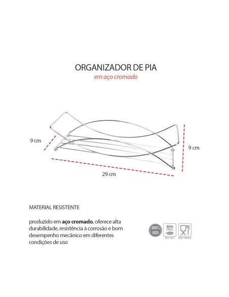 Porta Detergente Duplo Organizador de Pia Sabao Bucha Metal