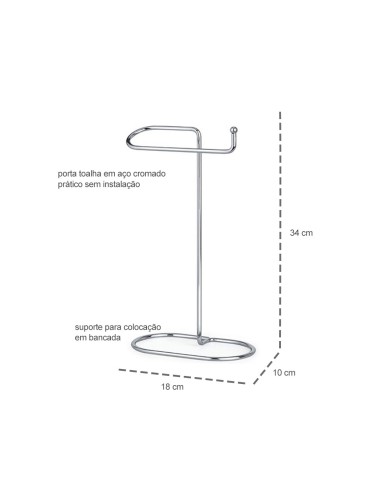 Porta Toalha Cromado Toalheiro de Mesa em Aço