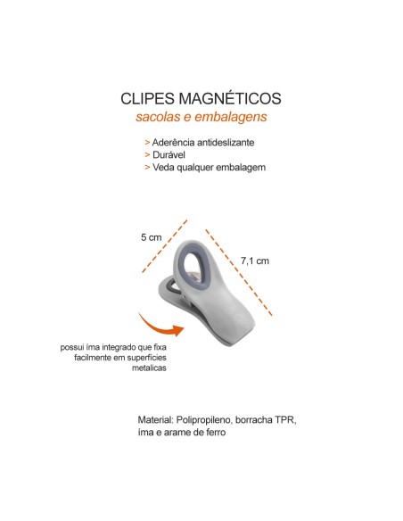 Prendedor Clipes Pregador Fecha Embalagem Saco Com Ima 6un