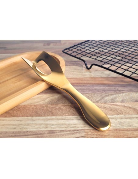 Faca de Manteiga e Queijo Espatula Angular Aço Inox Dourado