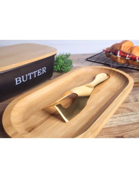Faca de Manteiga e Queijo Espatula Angular Aço Inox Dourado