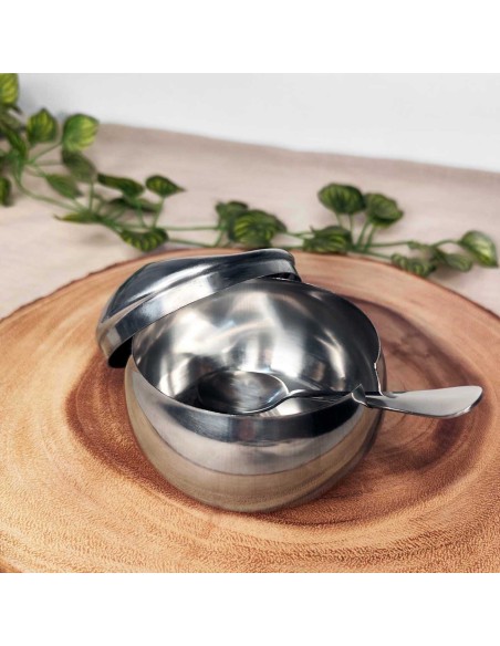 Açucareiro Inox e Colher Pote Açucar Restaurante Hotel 300ml