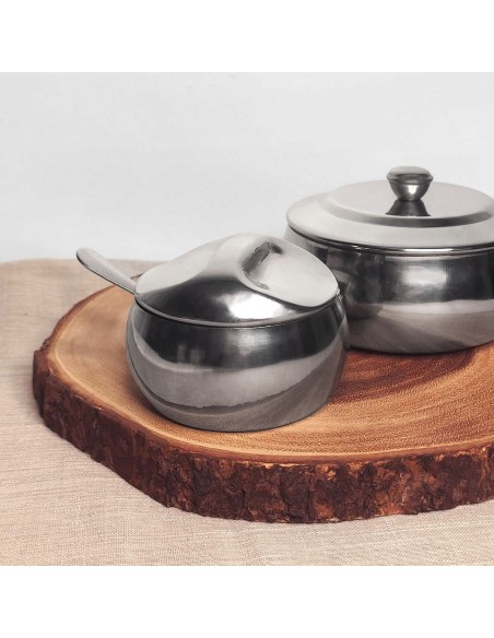 Açucareiro Inox e Colher Pote Açucar Restaurante Hotel 300ml