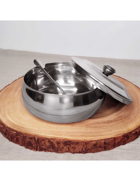 Pote Farinheira Inox com Colher Porta Farinha Restaurante 820ml