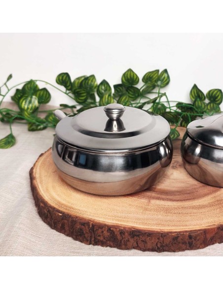 Pote Farinheira Inox com Colher Porta Farinha Restaurante 820ml