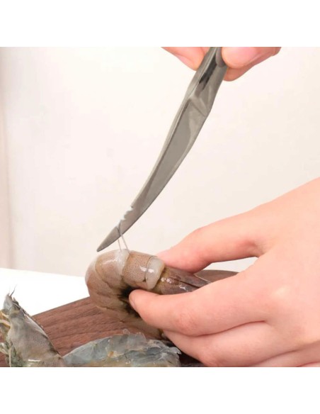 Faca para Camarao Limpar Cortar Frutos Mar Aço Inox Prata