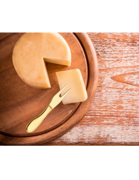 Garfo para Queijo Petiscos Mesa Frios Aço Inox Dourado