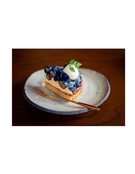 Garfo para Petiscos Frutas Sobremesa Garfinho Dourado Inox