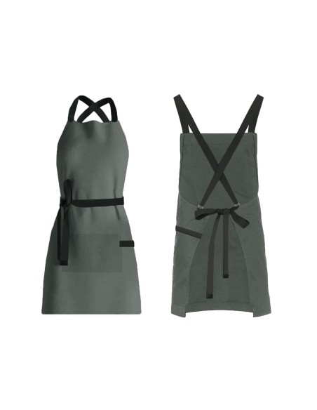 Avental Cinza Alça Cruzada Preto Restaurante Cafeteria Bar