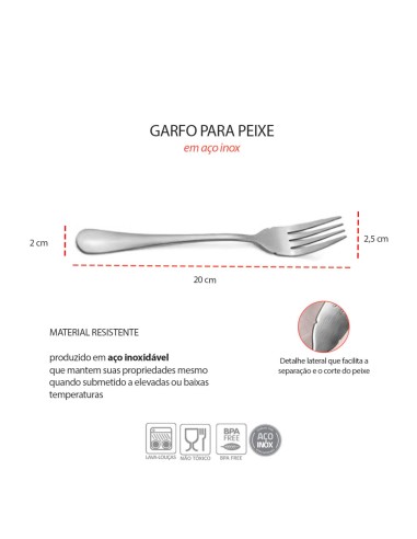 Garfo para Peixe Talheres Aço Inox Prata