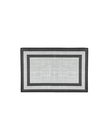 Tapete de Cozinha Retangular Pequeno Preto Cinza PVC 60cm