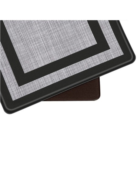Tapete de Cozinha Retangular Pequeno Preto Cinza PVC 60cm