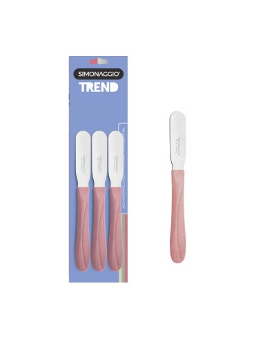 Espatula para Manteiga e Pate Inox Cabo Rosa 3un